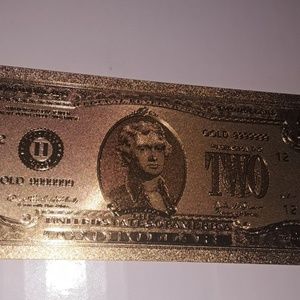 Rare 24k Gold Banknote $2 Bill Collectible Money